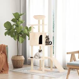 vidaXL Albero Per Gatti Con Tiragraffi In Sisal Crema 166 cm Cod MXL 15186