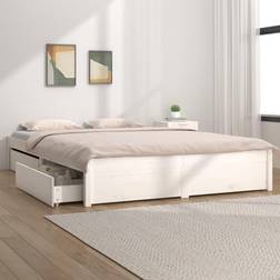 vidaXL white, 200 Bed Frame with Drawers Sängram