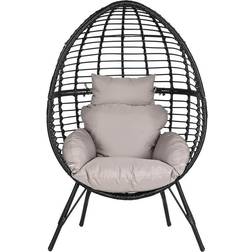 Dkd Home Decor Chaise Jardin 90 x 65 x 151 cm Noir Gris Métal Rotin Synthétique Ensemble de Salon d'Extérieur