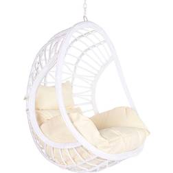 Dkd Home Decor Fauteuil Jardin Suspendu 90 x 70 x 110 cm Métal Rotin Synthétique Blanc Ensemble de Salon d'Extérieur