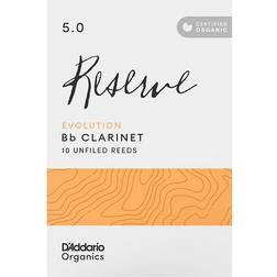 Rico D&apos Addario Woodwinds Organic Reserve Evolution Bb Clarinet Reeds 5.0 (lot de 10)