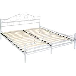 tectake Lit Design Moderne Avec Sommier 200 x 180 cm - Blanc/Blanc