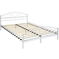 tectake Cama Doble 'Art' Para Dormitorio Con Estructura De Acero Y Somier Incluido - 200 x 140 cm Blanco