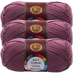 Lion Brand Yarn 24-7 Cotton Lilac Medium Mercerized Cotton Purple Yarn 3 Pack