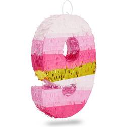 Blue Panda Small Pink and Gold Foil Number 9 Pinata 16.5 x 11 Inches
