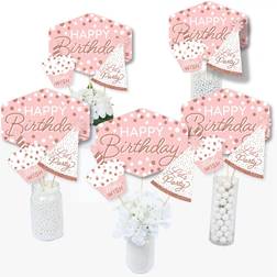 Pink Rose Gold Birthday Happy Birthday Party Centerpiece Table Toppers 15 Ct Pink