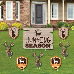 Gone Hunting Lawn Decor Camo Baby Shower or Birthday Yard Signs Set of 8 Brown