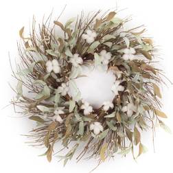 Melrose Cotton/Leaf Wreath 28"D Decoration