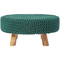 Homescapes Grand Pouf Tressé En Tricot Et Pieds En Bois Repose-pied