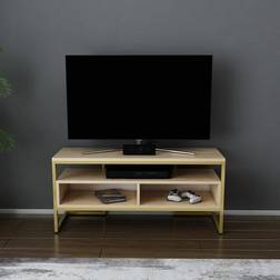 Decorotika Gold Colour/Oak Pattern TV Bench