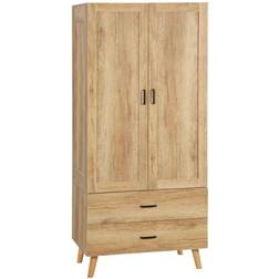 Homcom Hanging Rail for Bedroom Natural Wardrobe 80x185cm