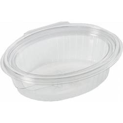 Plastbakke m/hængsl. låg 50stk oval 250ml 148x112x45mm 97009