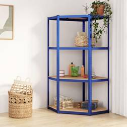 vidaXL Blue Steel Corner 75 x 75 x 160 cm Book Shelf