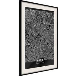 Artgeist Poster City Map: Paris Dark Tavla