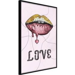 Artgeist Plakat Liquid Lips 20 x 30 cm Sort Ramme Vægdekorationer