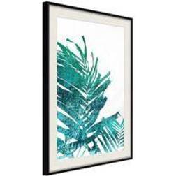 Artgeist Poster Teal Palm on White Background Tavla