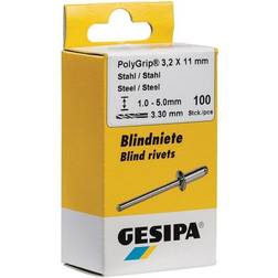 Gesipa 1464883 Rivetto 4 mm x 13 mm Acciaio Acciaio 50 pz