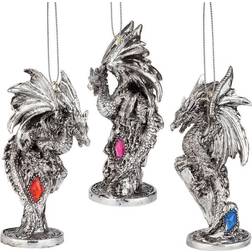 Design Toscano Three Dragons of the Amesbury Holiday Gemstone Ornament Set Figurine