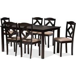 Baxton Studio Ruth Sand/Dark Brown Dining Set 7