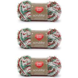 Red Heart Scrubby Jolly Yarn 3 Pack of 85g/3oz Polyester 4 Medium Worsted 78 Yards Knitting/Crochet