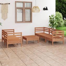 vidaXL 6 Piece Garden Honey Brown Outdoor Lounge Set