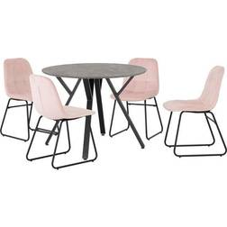 Baby Pink Velvet Athens Kitchen Chair 5pcs