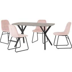 SECONIQUE Baby Pink Velvet Athens Dining Set 5pcs