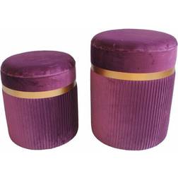 Dkd Home Decor Polyester MDF Burgundy Foot Stool