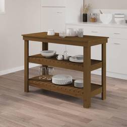 vidaXL arbejdsbord 110,5x50x80 massivt fyrretræ gyldenbrun Skrivebord