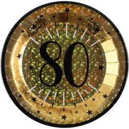 Santex Paptallerkener 80 År Birthday Party Guld