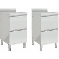 vidaXL Commercial Kitchen Cabinets with 2 Drawers 2 pcs Stainless Steel