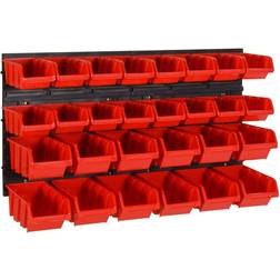 vidaXL Set da Officina 30 pz Rosso e Nero 77x39 cm Polipropilene Scaffale