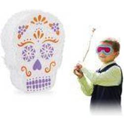 Relaxdays Fillable White Skull Pinata 27.5 cm