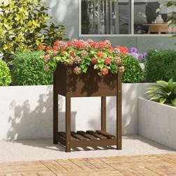 vidaXL Jardinera De Madera Maciza De Pino Marrón 54x54x81 cm