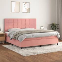 vidaXL Ramsäng Med Madrass Rosa 200x200 cm Sammet Kontinentalsäng