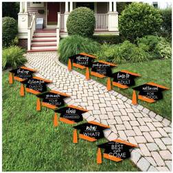 Big Dot of Happiness Orange Graduation Lawn Decorations 10 Piece