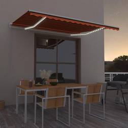 vidaXL Toldo Manual Retráctil Con LED Naranja Y Marrón 450x350 cm - Multicolor