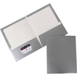 Jam Paper Glossy 2-Pocket Portfolio Folder Silver 385GSIA