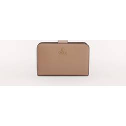 Furla Compact Wallet M Greige Beige Grained Calf Leather Female