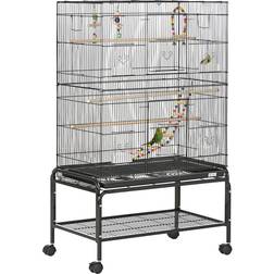 Pawhut Bird Cage, with Stand, Wheels, Budgies, Finches, Parakeets