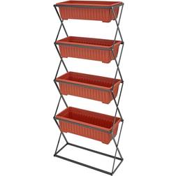 tectake Jardinière Verticale Avec 4 Bacs À Fleurs 52 x 21 x 127 cm - Marron