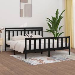 vidaXL Svart Massiv Furu 200x200 cm Sängram
