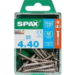 Spax Lot De 25 Vis Inox Tête Fraisée Torx Diam.4 mm x L.40 mm