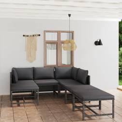 vidaXL Divani Giardino 7 pz Cuscini in Polyrattan Grigio Set da Lounge da Esterno