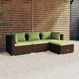 vidaXL Jardin 4 pcs Mobilier de Patio Mobilier de Terrasse de Meubles Résine Tressée Marron Ensemble de Salon d'Extérieur