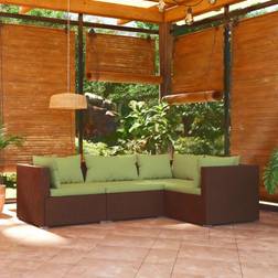 vidaXL Set Muebles Jardín 4 Piezas Y Cojines Ratán Sintético Marrón Conjunto de Sala de Exterior