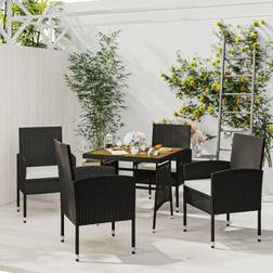 vidaXL Jardín 5 Piezas Ratán Sintético Negro Juego de comedor de patio