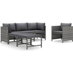 vidaXL Set muebles jardín 6 pzas y cojines ratán sintético gris Gris Conjunto de Sala de Exterior