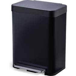 Home Zone Living 13 Gallon Kitchen Trash Can Short and Wide Stainless Steel Body Design 50 Liter Capacity Matte Black