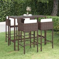 vidaXL Meubles de Jardin 5 pcs et Coussins Résine Tressée Marron Ensemble de Bar d'Extérieur